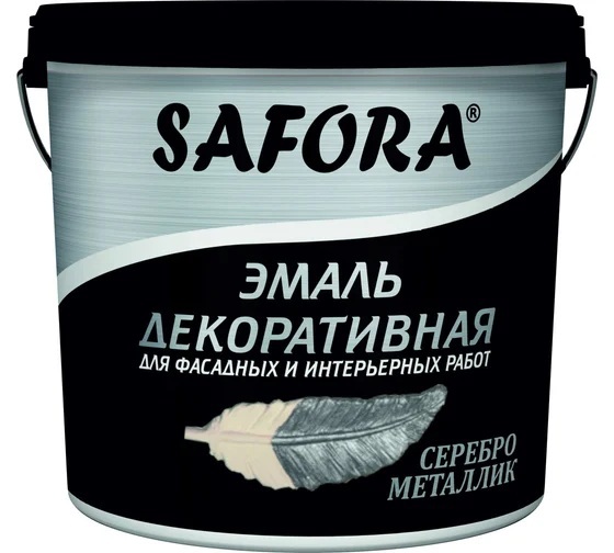 Эмаль декоративная Safora 0.8 кг, Серебро металлик