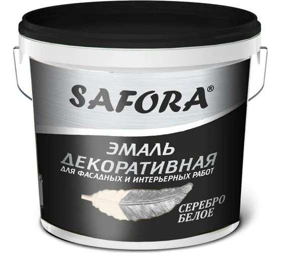 Эмаль декоративная Safora 0.8 кг, Серебро белое